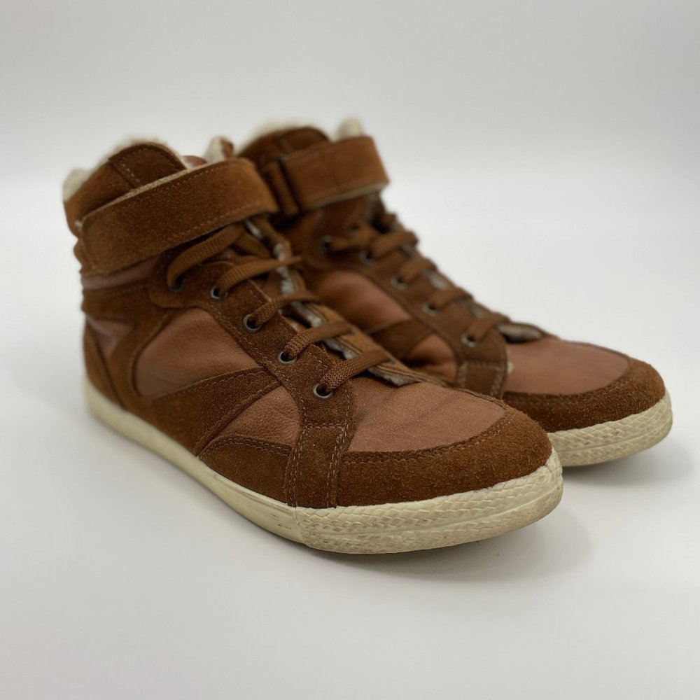Topshop Brown Furry Hightop Sneakers - Women's - Picture 1 of 7